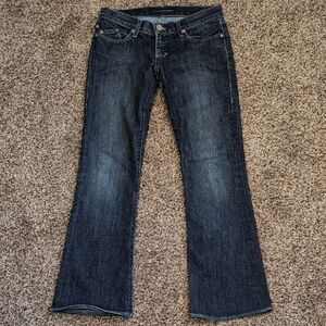 Rock & Republic Dark Blue Flare Jeans mid rise Roomy Size 26